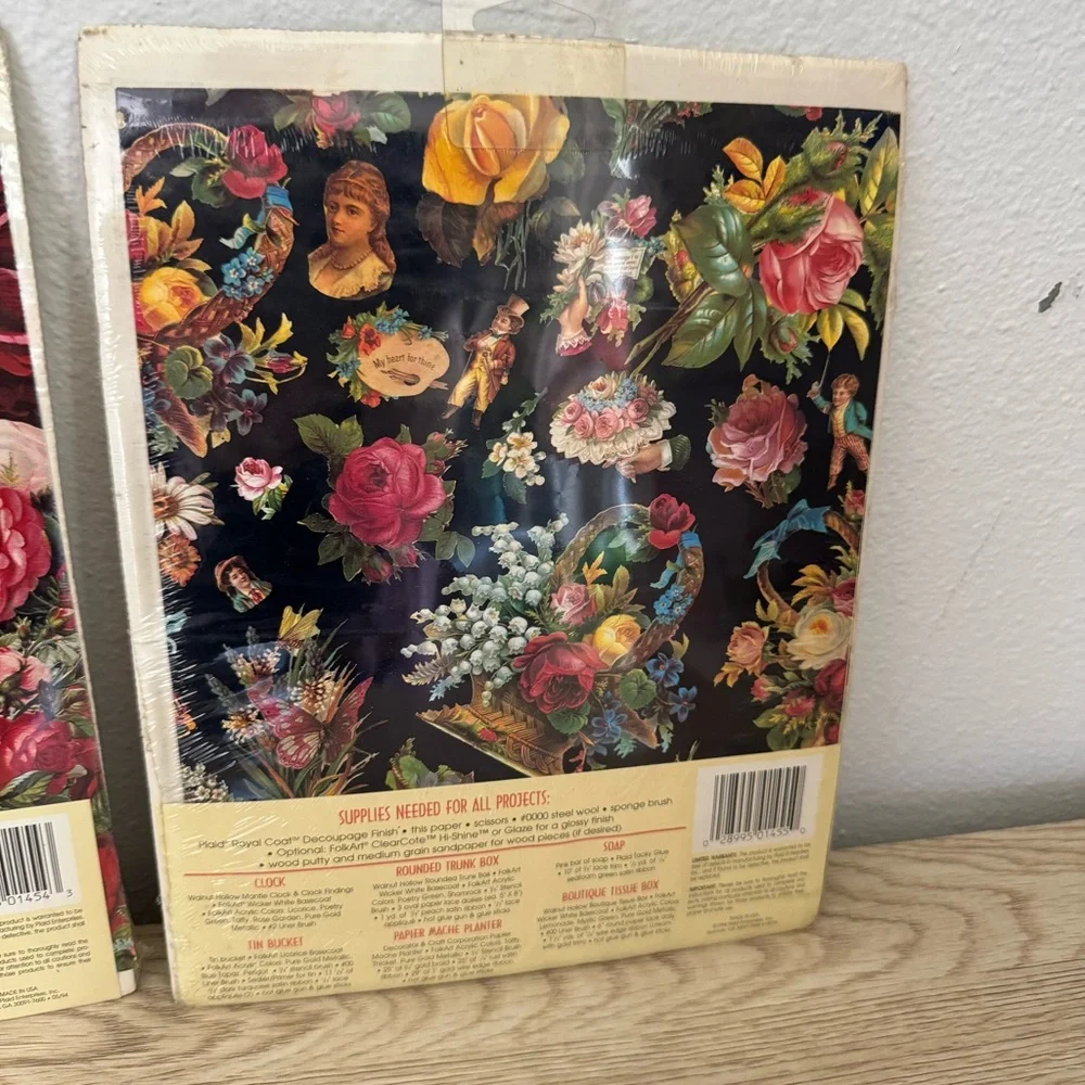 Plaid Decoupage Paper & Projects 1455 Floral Onyx & 1454 Rose Garden 21x30 Sheet
